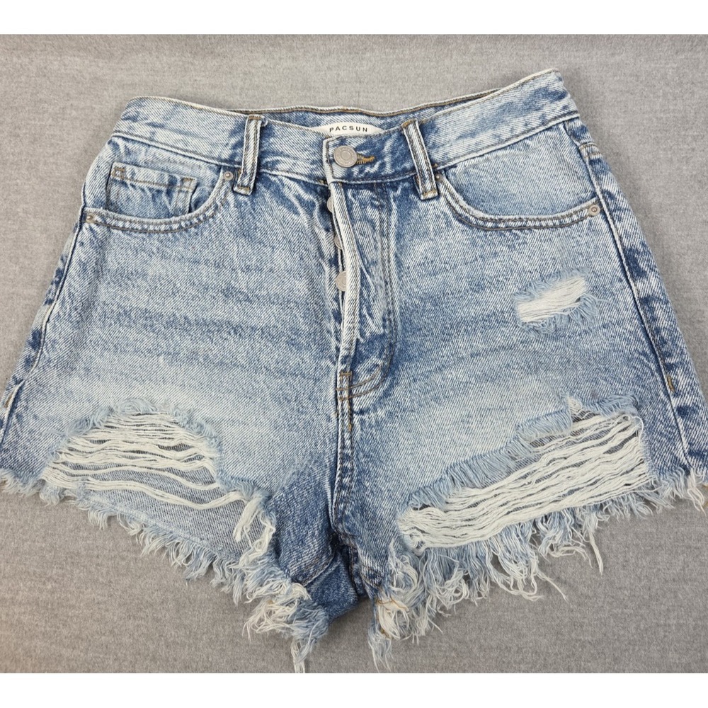 Pacsun High Rise Festival Jean Shorts 25 Distressed Denim Cutoff Boho Grunge